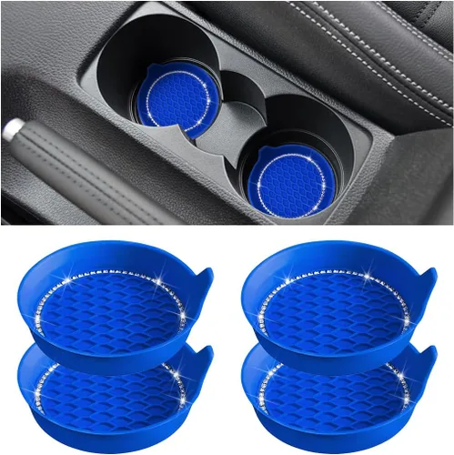 Miniatura 12 de Osilly Bling Portavasos para Auto, Juego de 4 Portavasos Universales con Diamantes de Imitación, Alfombrilla Antideslizante de Silicona a Prueba