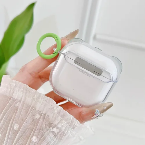 Miniatura 5 de Linda funda transparente para AirPods de 3ª generación, color verde, diseño de lazo femenino, TPU suave, a prueba de golpes, Kawaii Airpods