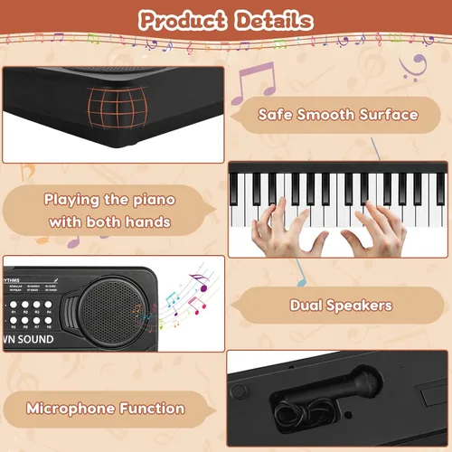 Miniatura 7 de Teclado de Piano de 37 Teclas Mejorado para Niños, Juguetes Musicales para Niñas de 3, 4, 5, 6 Años, Teclados y Pianos para Principiantes
