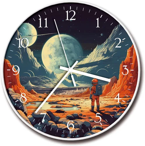 Miniatura 12 de Reloj de pared de plástico de 8 pulgadas con pilas, reloj de pared redondo decorativo, reloj de pared silencioso, patrón de gato 2269-Three Cat