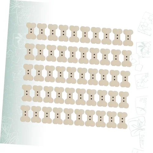 Miniatura 8 de TEHAUX 100 botones de madera con forma de hueso de perro, 2 botones de madera de 0.9 in con 2 agujeros, botones decorativos sin terminar, hebilla