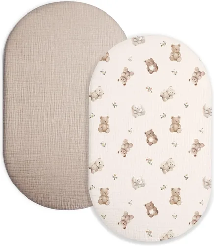 Miniatura 38 de Sábana de moisés para bebé niño y niña, sábanas ajustadas para colchón de moisés rectangular, ovalado, de reloj de arena, sábanas de cesta de Moisés