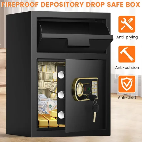 Miniatura 4 de Caja fuerte de depósito de 2.8 pies cúbicos para negocios, cajas fuertes antirrobo con ranura de depósito para dinero con cerradura de combinación