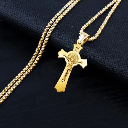 Miniatura 5 de 10 piezas de medallas de metal de San Benito con cruz, dijes de rosario, centro INRI, crucifijo, cuentas colgantes, joyería católica DIY, regalos