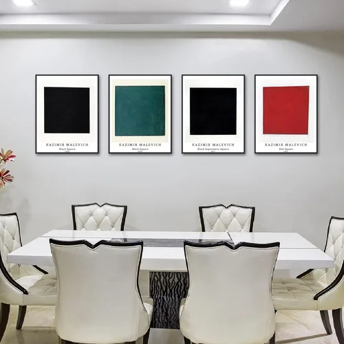 Miniatura 6 de Berkin Arts Juego de 4 impresiones artísticas sin marco, arte giclée de 8 x 10 pulgadas, arte geométrico abstracto, decoración de baño, cuadrado