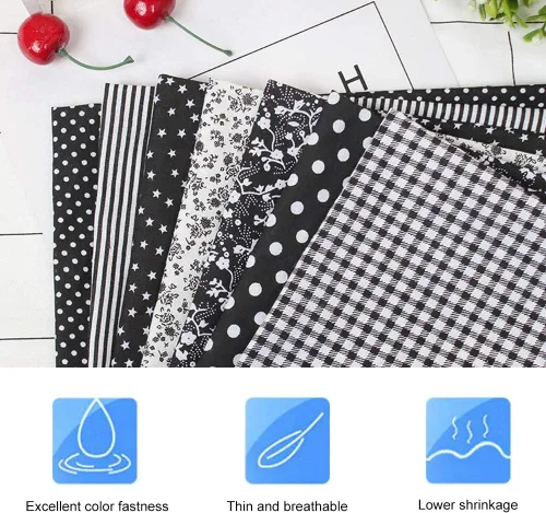 Miniatura 4 de AUNMAS 7pcs 19.7x19.7 in algodón acolchado tela DIY surtido costura precortada sábanas kit cuarto paquete para el hogar (negro)