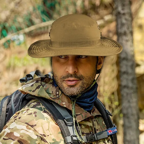 Miniatura 6 de Sombrero de camuflaje Boonie para hombres y mujeres, sombreros tácticos militares de ala ancha, UPF50+ sombreros de sol de la selva para pesca