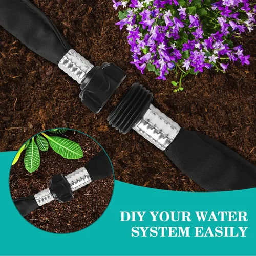 Miniatura 4 de AIODE Manguera de remojo plana de 10 pies para camas de jardín, manguera de goteo resistente, ahorra un 80% de agua para árboles vegetales (10 pies)