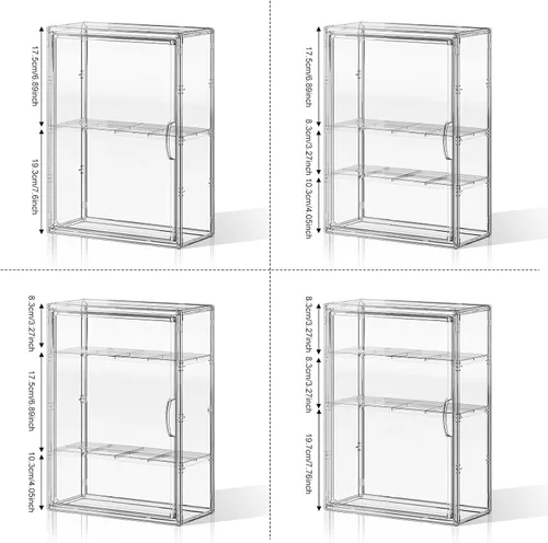 Miniatura 2 de Vitrina de acrílico transparente de 4 niveles para figuras coleccionables montada en la pared, vitrina de exhibición de figuras de hobby