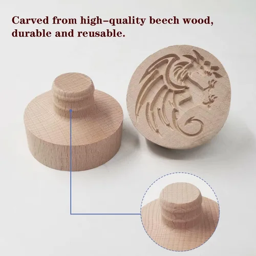 Miniatura 2 de Molde de madera para galletas, sello de galletas de madera, molde de prensa para galletas, molde de galletas 3D, molde de madera para hornear, Dragón