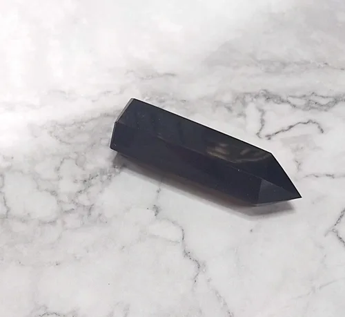 Miniatura 9 de Luckeeper Varitas de cristal curativo Obsidiana negra de 2 pulgadas 6 terapias de meditación de chakras de Reiki facetadas, 4