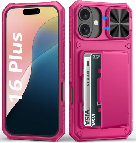 Miniatura 78 de BXYJY Funda tipo cartera para iPhone 15 Pro con tarjetero (4-5 tarjetas) y cubierta deslizante para cámara y soporte, protección contra caídas