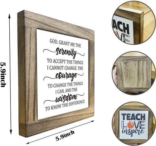 Miniatura 2 de Letrero inspirador, caja de madera con placas de escritorio, letrero cristiano, letrero de mesa de madera, decoración de mesa religiosa