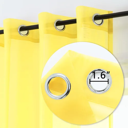 Miniatura 3 de DUALIFE Cortinas Amarillas de 72 Pulgadas de Largo para Dormitorio Juego de 2 Paneles con Ojales Ventana Semi Voile Filtrado de Luz Cortinas
