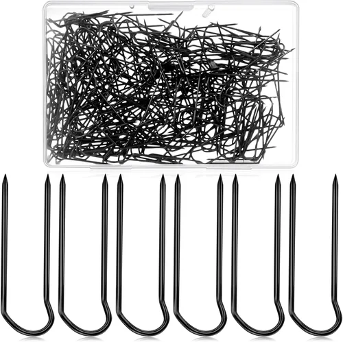 MTLEE 200 horquillas para acolchar, costura, doble costura, bloqueo de acero inoxidable, pasadores en U para manualidades, costura, joyería, Negro
