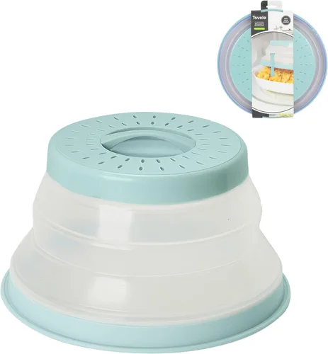Tovolo Cubierta para Plato de Microondas Pequeña en Azul Neblina Plegable Ventilada de Silicona Cubierta Antisalpicaduras para Microondas, Apta para