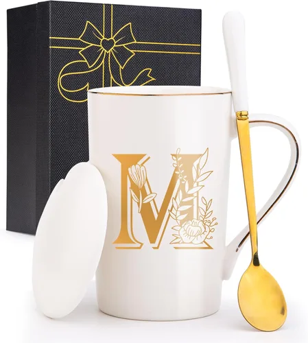 Miniatura 16 de Tazas personalizadas con iniciales en letra A con flores, taza de café personalizada con letra A, tazas personalizadas con letras geniales