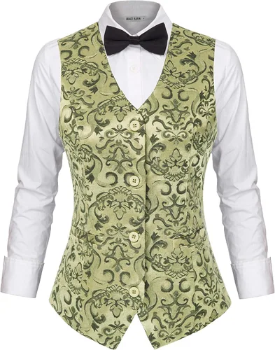 Miniatura 4 de GRACE KARIN Chaleco de chaleco vintage para mujer, vestido steampunk, chaqueta jacquard