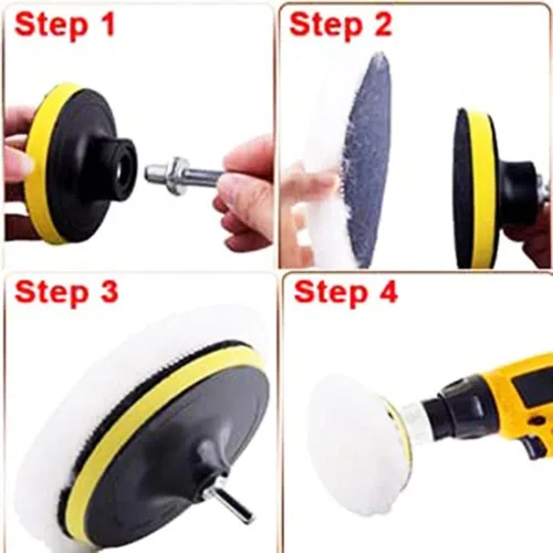 Miniatura 5 de Utoolmart Almohadilla de pulido de lana de 4 pulgadas, rueda de pulido de gancho y bucle para coche, pulidor orbital automático, 2