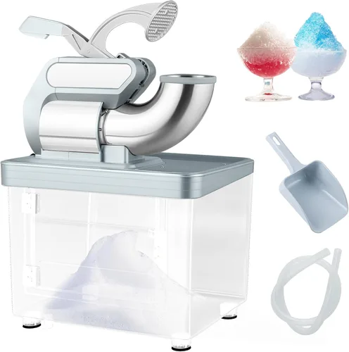 Miniatura 10 de ARLIME Máquina de cono de nieve, trituradora de hielo eléctrica de 300 W de 660 LBS/H con cuchillas dobles e interruptor de encendido/apagado de Rojo