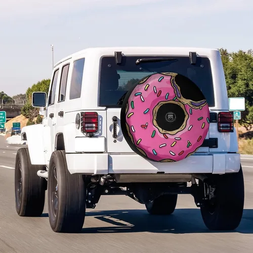 Miniatura 2 de Cubierta de Neumático de Repuesto Donut con Orificio para Cámara de Respaldo Cubierta de Llanta que se Ajusta a Remolque, RV, SUV y Muchos Vehículos