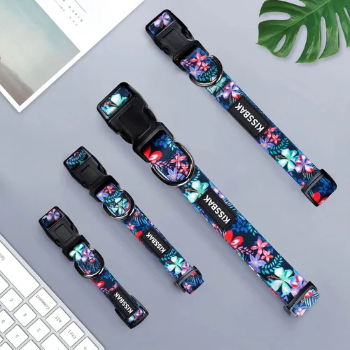 Miniatura 2 de Collar para perros medianos, diseño especial femenino, lindo collar de perro para niña, suave, ajustable, elegante y floral para cachorros