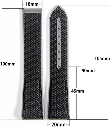 Miniatura 3 de Correa de goma de extremo curvado compatible con Omega X Swatch Moonswatch Speedmaster y más relojes de 0.78 pulgadas, correa de repuesto para reloj