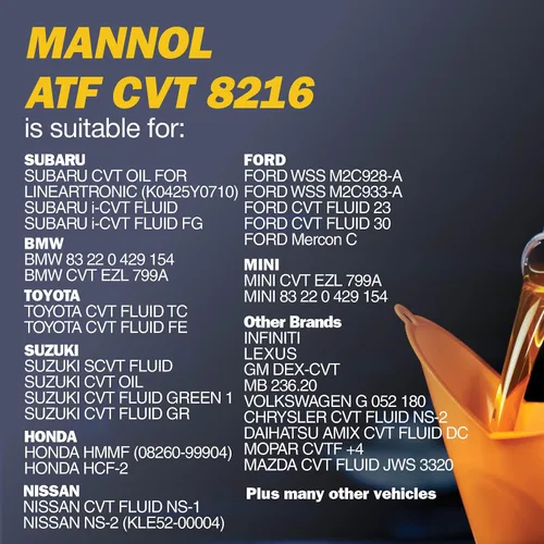 Miniatura 4 de MANNOL ATF CVT MN8216-4, líquido de transmisión ATF CVT, ATF sintético completo, fluido hidráulico para transmisiones continuamente variables