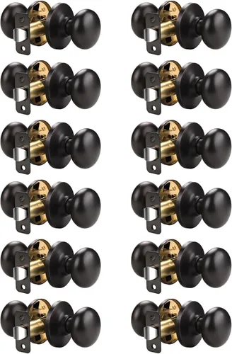 Miniatura 14 de KNOBWELL Paquete de 8 pomos de puerta de privacidad para baño y dormitorio, pomo de puerta negro mate con cerradura, cerradura de manija de puerta