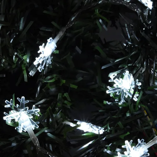 Miniatura 2 de Holiday Essence - Cadena de luces de Navidad en forma de copo de nieve, 50 luces LED blancas frías, 8 modos, 25 pies, juego de luces