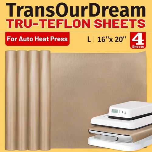 Miniatura 10 de TransOurDream Paquete de 3 Láminas de Teflón PTFE Tamaño S de 8.5 x 11" para Mini Prensa de Calor Alfombrilla Artesanal Resistente al Calor Papel