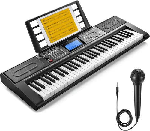 Donner Piano de teclado, teclado de piano de 61 teclas para principiantes/profesionales, kit de teclado eléctrico con 249 voces, 249 ritmos, incluye