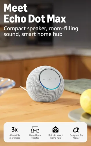 Miniatura 13 de Amazon Echo Dot Max (modelo más reciente): parlante Alexa con sonido que llena la habitación y graves casi 3 veces más potentes, ideal para salas