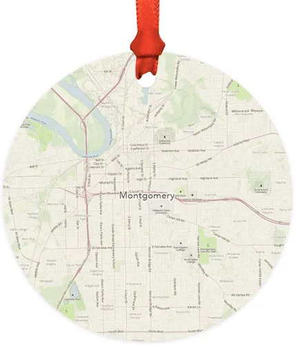 Miniatura 21 de Andaz Press Mapa de la ciudad de Estados Unidos redondo de madera natural MDF ornamento de Navidad, Akron, Ohio Vintage Mapa, 1 paquete, larga