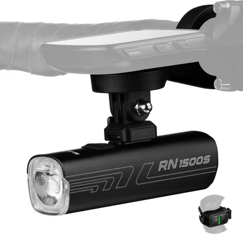 Magicshine Luz de bicicleta RN 1500S, luces de bicicleta para conducción nocturna con montaje inferior, control FTR LightSync, recargable por USB,