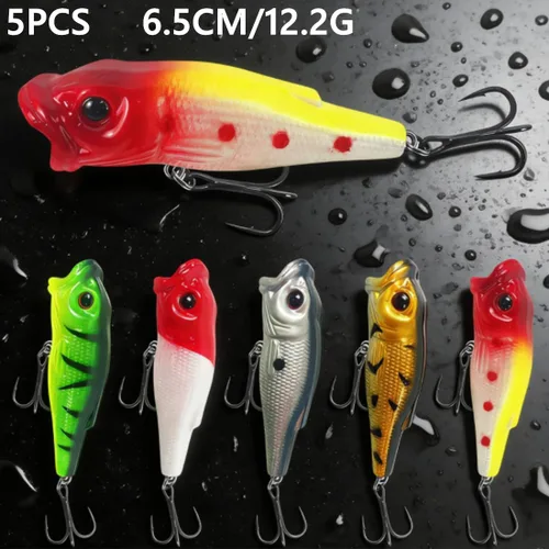Miniatura 3 de Juego de 43 señuelos de pesca de lubina, cebos duros Topwater, Minnow Crankbait, lápiz VIB Swimbait para lucio, ajuste de agua salada y agua dulce