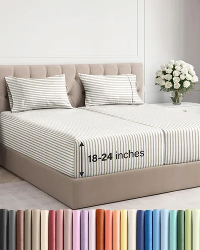 Miniatura 55 de Sábanas King divididas con bolsillos extra profundos, sábanas transpirables y refrescantes de 5 piezas, sábanas de lujo para hotel, suaves, sin 22