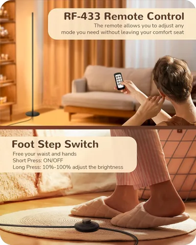 Miniatura 4 de EDISHINE Lámparas de pie para sala de estar, lámpara de esquina con control remoto y interruptor de pie, lámpara de pie regulable del 10% al 100%