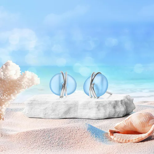 Miniatura 19 de Sea Glass Earrings S925 Sterling Silver Hypoallergenic Handmade Stud Post Earrings Beach Glass Fashion Handcraft Jewelry earrings stud earrings from