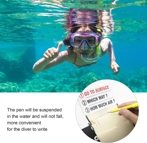 Miniatura 2 de Agatige Pizarra de escritura de buceo, escritura de muñeca, lápiz de pizarra de buceo, correa de buceo, tablero de escritura de muñeca, herramientas