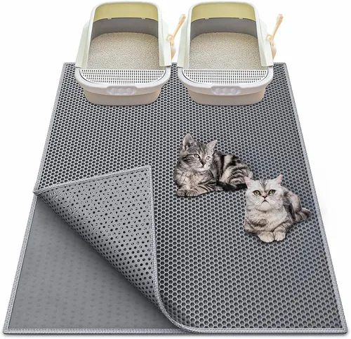 Miniatura 10 de Waretary Tapete para caja de arena para gatos: 36 x 30 pulgadas, impermeable, tapete de captura de arena para gatos y gatos, alfombra de control