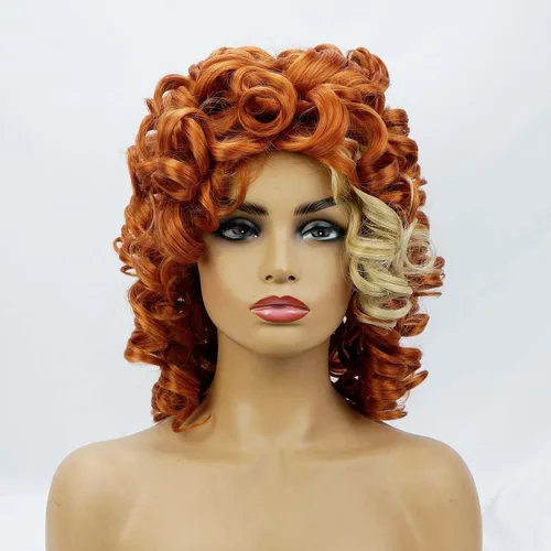 Miniatura 3 de Auburn - Pelucas rizadas para mujeres negras, peluca corta con flequillo, pelucas rizadas suaves y sueltas para mujeres, fibra sintética, cabello