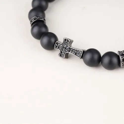 Miniatura 5 de COAI Pulsera de cruz con cuentas de piedra religiosa