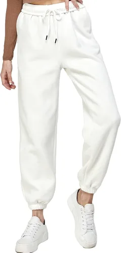 IUUI Pantalones deportivos casuales de forro polar holgados para mujer, pantalones deportivos plegables de cintura alta, pantalones deportivos