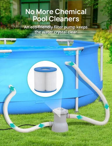 Miniatura 5 de Evajoy Piscina redonda sobre el suelo con marco de metal para exteriores de 10 pies x 30 pulgadas con fácil instalación, solo piscina