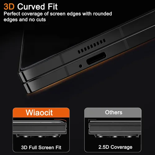 Miniatura 5 de Wiaocit Paquete de 3 protectores de pantalla de vidrio templado de dureza 9H y 3 protectores para lentes de cámara para Samsung Galaxy Z Fold 7