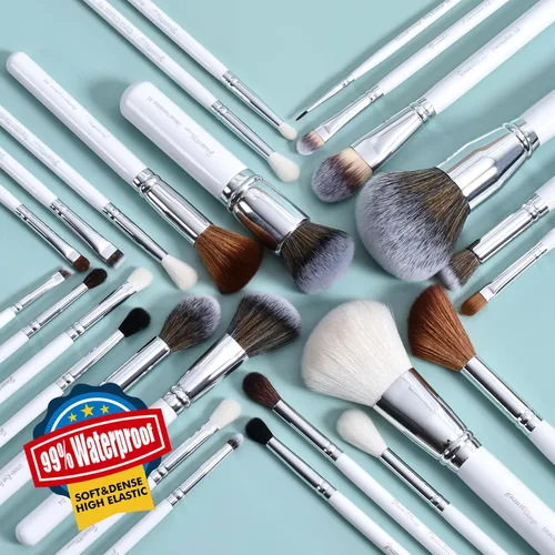 Miniatura 6 de Conjunto de brochas profesionales para maquillaje de 26 piezas, brochas de maquillaje de pelo de cabra natural real etiquetadas, conjunto de brochas