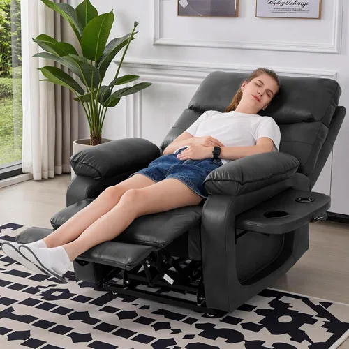 Miniatura 8 de Sillón reclinable eléctrico de doble motor para adultos y personas mayores, silla elevadora de posición infinita con calor y masaje, portavasos