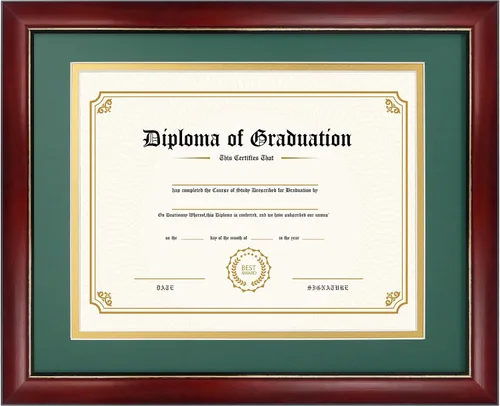 Miniatura 11 de GraduatePro Marco de diploma de certificado de 8.5 x 11, madera maciza y acrílico con protección UV, acabado cereza con ribete dorado