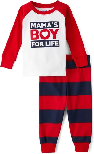 Miniatura 9 de The Children's Place - Conjunto de pijama de manga larga con botones para bebé niño, ajustado, 100% algodón, 2 piezas
